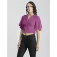 thumbnail image 5 of Moomaya Womens Solid Colors Tops, V Neck, Flutter Sleeves Casual Top, 5 of 8