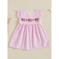 thumbnail image 3 of Toddler Baby Kids Girls Dress 4th of July Clothes 6 9 12 18 24 Months 2T 3T 4T Flag Embroidery Fly Sleeve Casual Dress Baby Summer Dresses, 3 of 9