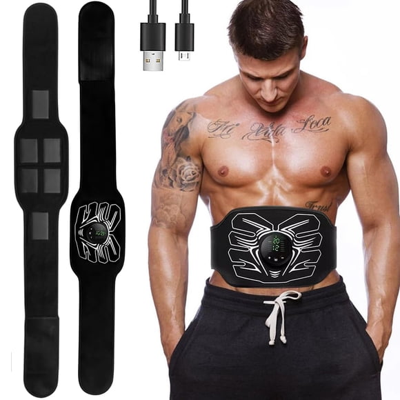 Estimulador abdominal HOERCAAL, tonificador muscular abdominal EMS portátil para fitness en casa y oficina, entrenamiento de fuerza - Negro