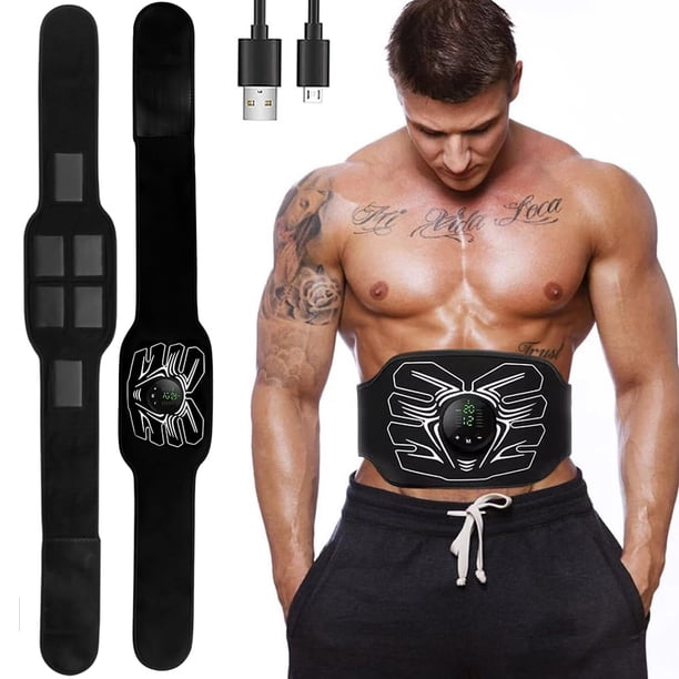 Estimulador abdominal HOERCAAL, tonificador muscular abdominal EMS portátil para fitness en casa y oficina, entrenamiento de fuerza - Negro