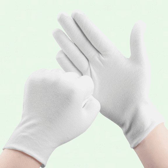 White Cotton Gloves for Eczema, Moisturizing Dry Hands - Pack of 30