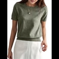 thumbnail image 1 of Suéter Holgado de Verano para Mujer, Suave, de Corta y Cuello Redondo, Estilo Informal, Conjuntos de Moda 2025 Verde XL, 1 of 7