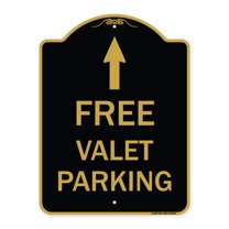 SignMission A-DES-BG-1824-23944 18 x 24 in. Designer Series Sign - Free Valet Parking with Ahead Arrow, Black & Gold