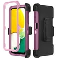 thumbnail image 3 of Xhy Samsung Galaxy A13 5G Case with Belt Clip Holster Privacy Screen and Lens Protector Military Grade Full Body Drop Resistant 3 in 1 Rugged Durable Detachable for Galaxy A13 5G Phone - Wine Pink, 3 of 9