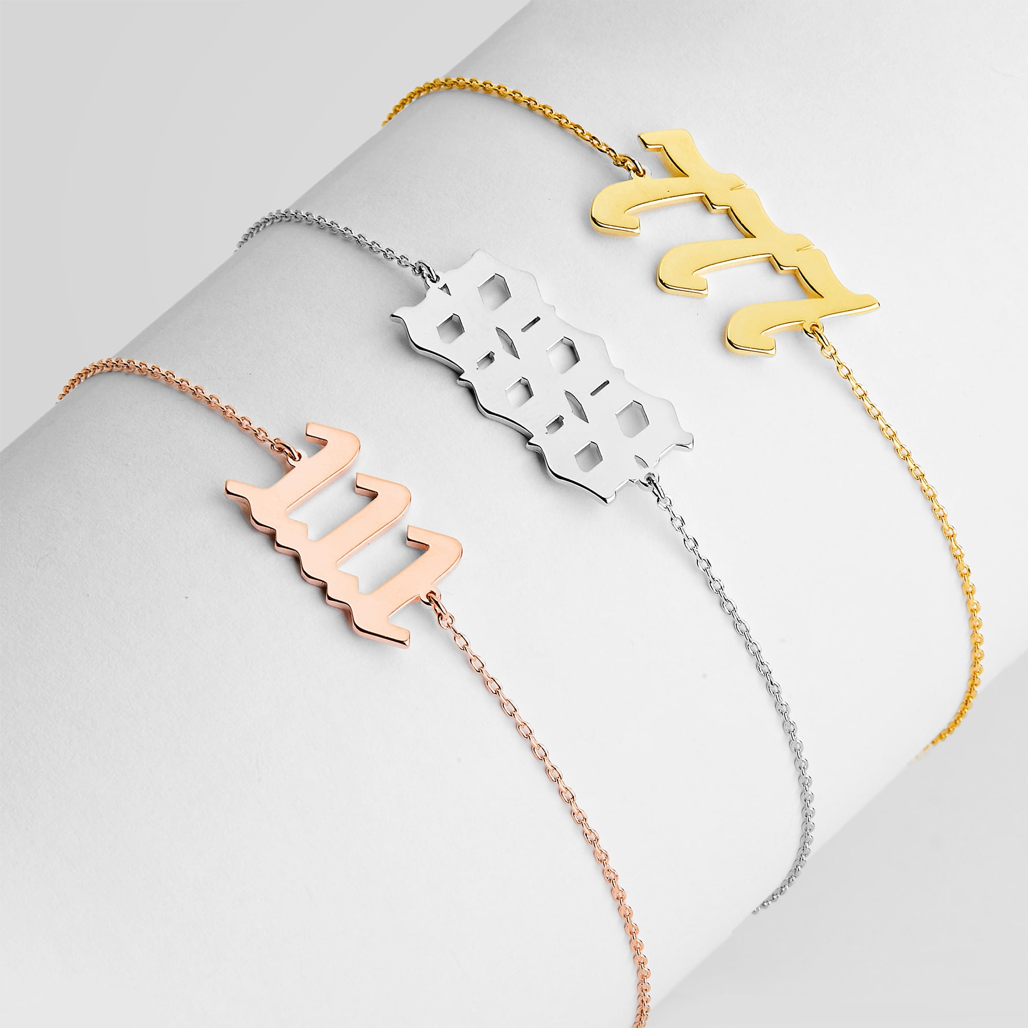 Personalized Planet Women's Old English Angel Number Bracelet