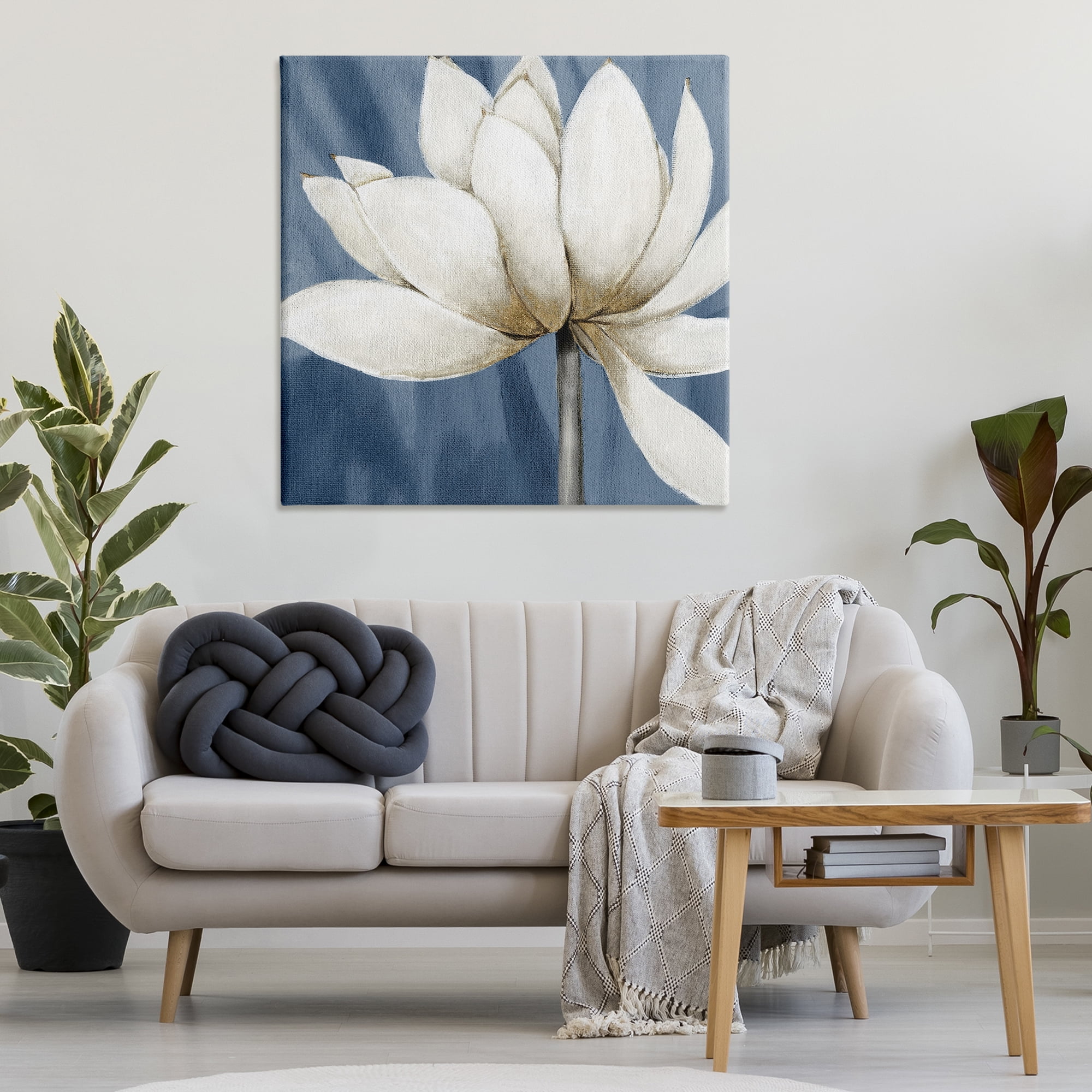 Stupell Industries White Lotus Petals Botanical & Floral Painting Gallery Wrapped Canvas Art Print Wall Art, 36 x 36