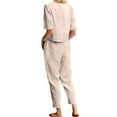 thumbnail image 4 of vigerkar Linen Sets for Women 2 Piece Summer Casual Matching Set Outfits Short Sleeve T Shirts and Pants with Pockets Khaki, XXL, 4 of 9
