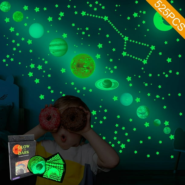 Calcomanías De Pared De Planetas Que Brillan En La Oscuridad - Pegatinas Brillantes Del Sistema Solar Para Techo - Decoración Infantil Galáctica - Decoración Infantil Con Luz Espacial 3D - España