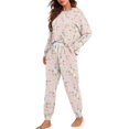thumbnail image 2 of FOR U DESIGNS Easter Egg Rabbit Drawstring Pajamas for Women Set 2 Piece Size L Long Sleeve Sleepwear Soft Crew Neck Tops and Pants for Women Nightwear Winter, 2 of 6
