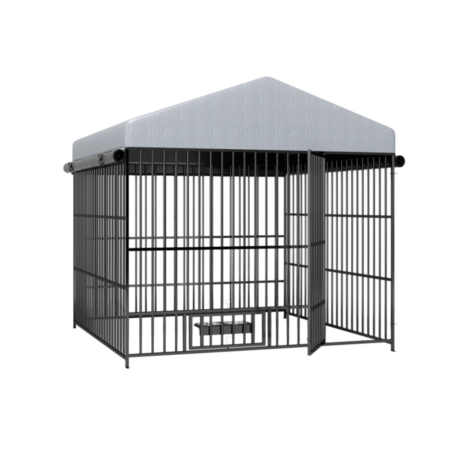 BOFANG Upgraded Lockable Dog Kennel with Waterproof Roof & Bowls