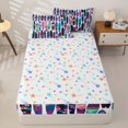 thumbnail image 4 of Castle Fairy Tropical Floral Surfboard Zipper Full Size Comforter Sets with Fitted Sheet and 2 Pillowcases,Palm Hibiscus Board Seamless Zipper Bedding Set,Purple Teal,Reversible,4pcs, 4 of 6