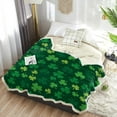 thumbnail image 6 of Sherpa Fleece Throw Blanket Cozy Soft Warm Bed Blankets,St. Patrick''s Day Clover Dark Green Background Fuzzy Plush Microfiber Lightweight Blankets All Season for Couch Sofa 40x50IN, 6 of 6