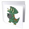Cool Funny Green Triceratops Dinosaur Bowling Cartoon 12 Greeting Cards with envelopes gc-299875-2