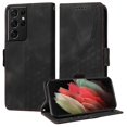 thumbnail image 2 of ELEHOLD For Samsung Galaxy S21 Ultra Leather Wallet Phone Case, Embossed Diamond Folio Flip Cover, Card Holder Cash Slot, Stand Support, Wrist Strap Lanyard -Black, 2 of 10