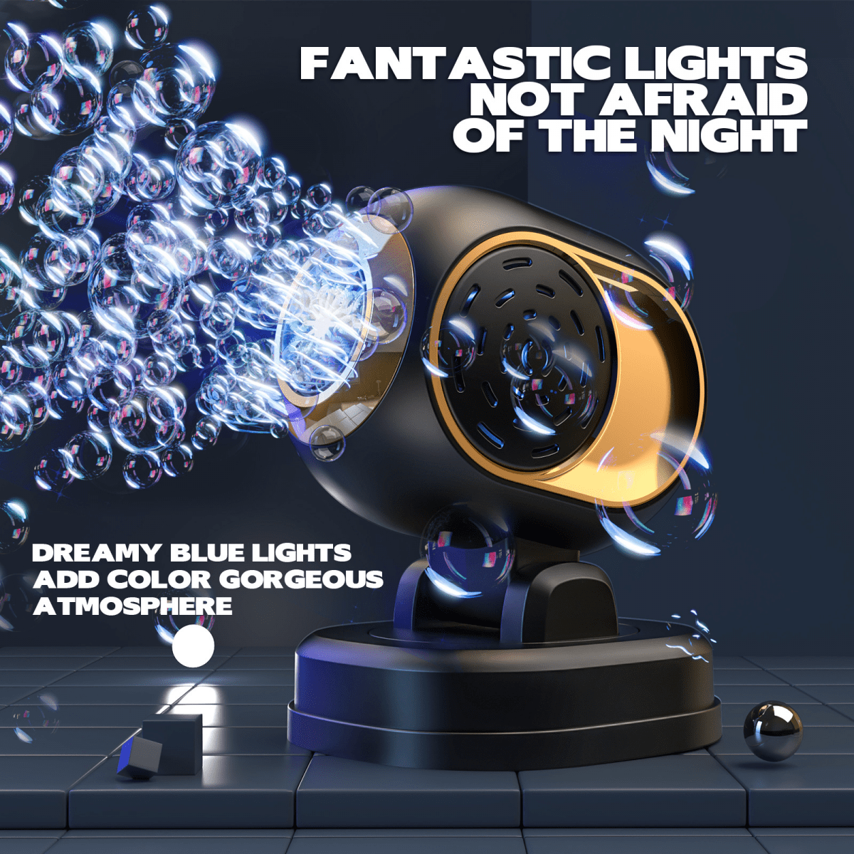 Automatic Stage Bubbles Machine, Electric Bubble Maker with Colorful Lights for Wedding & Birthday Parties Gifts(Black)
