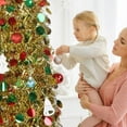 thumbnail image 4 of 5ft Collapsible Artificial Christmas Tree,Pop Up Tinsel Coastal Christmas Tall Skinny Tree with Stand,Sequin Pencil Tree for Apartment Home Store Holiday, 4 of 10