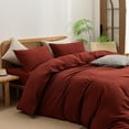 thumbnail image 6 of BESTOUCH Duvet Cover Set 100% Washed Cotton Linen Feel Super Soft Comfortable Chic Lightweight 3 Pcs Home Bedding Set Fired Brick Red Cal King, 6 of 6