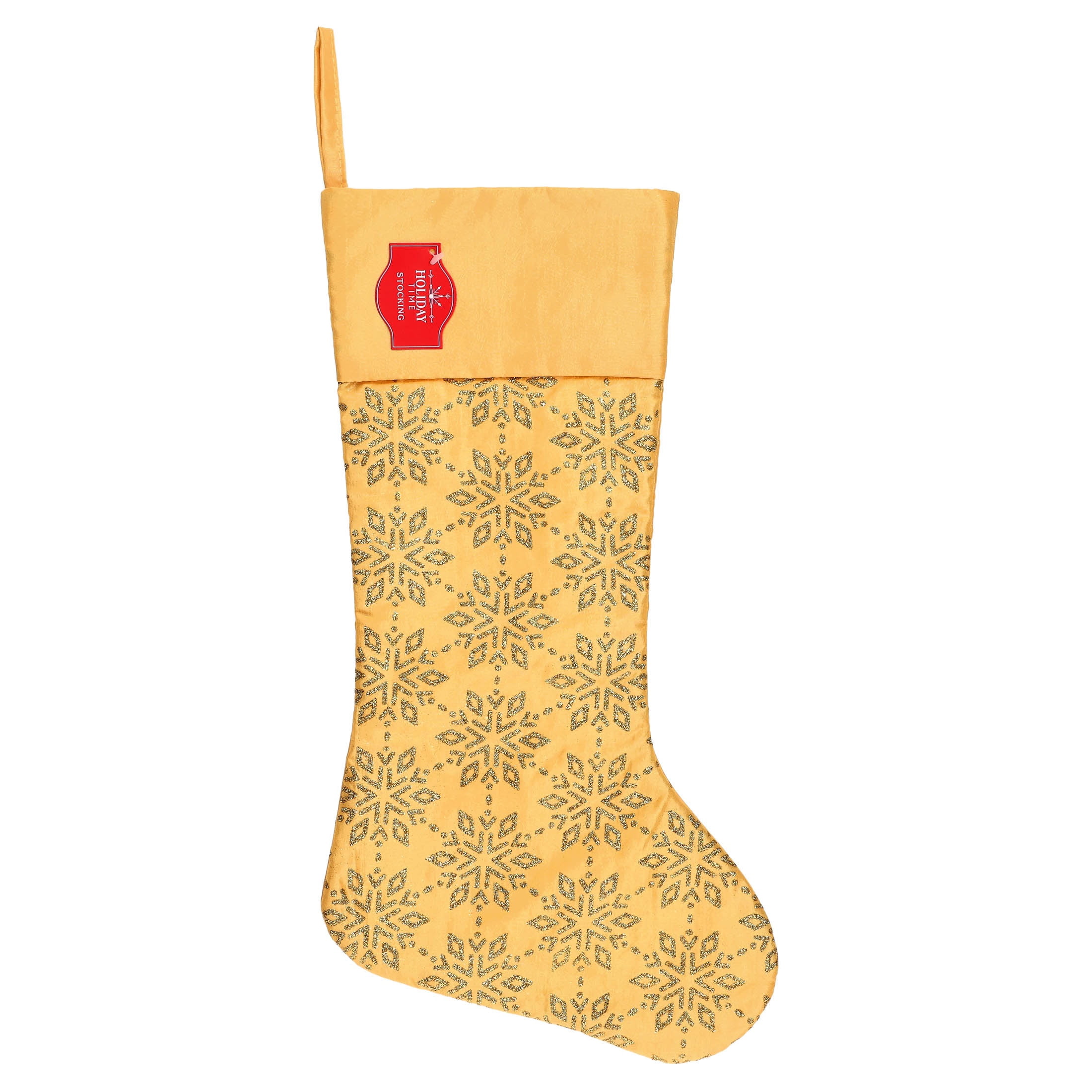 Satin Snowflake Christmas Stocking, Yellow, 18", by Holiday Time