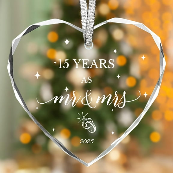 15 Year Anniversary Crystal Gifts for 15 Year Anniversary, 15th Anniversary Couple Gifts for Her,Couple,Him, 3inch 15th Wedding Anniversary Crystal Ornament 2025