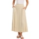 thumbnail image 1 of Falda de lino INSPIRE CHIC para mujer, casual de verano, con cintura alta elástica, falda midi en forma de A, talla L, color albaricoque, 1 of 6