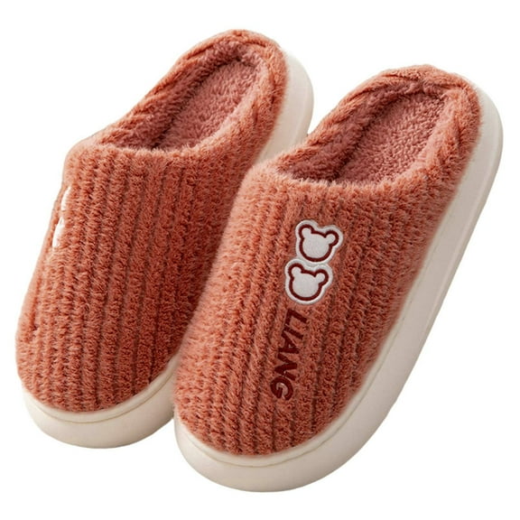 Vedolay Slippers Women Fuzzy Plush Cozy Winter Bedroom Shoes Slippers for Indoor Red,37