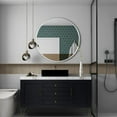thumbnail image 4 of 32 Inch Round Bathroom Mirror Silver Metal Frame Wall Mounted for Modern Bathrooms, 4 of 10