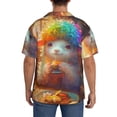 thumbnail image 3 of Xecao Rainbow Lamb Breakfast Men's Casual Short-sleeved Shirt, a button-up collared shirt with a pocket-3X-Large, 3 of 5