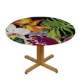 thumbnail image 3 of JEUXUS  Pineapples Round Table cover Tropical Palm Leaves Flowers Elastic Edged Polyester Fitted Table Cover Water Proof Table Cloth, 3 of 7