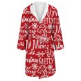 thumbnail image 4 of Women's Fleece Plush Robe Long Warm Plush Bathrobe Loungewear Jacket Printed Comfort Robe, 4 of 5