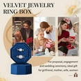 thumbnail image 6 of TAIMY Velvet Jewelry Ring Box, double-slotted octagonal ring gift box, Gift Box with Detachable Lid for，suitable for weddings, proposals, engagements, and other occasions(Dark Blue), 6 of 6
