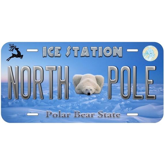 Nort Pole Polar Bear State Custom Novelty Car License Plate