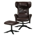 thumbnail image 3 of Baxton Studio Elwood Brown Faux Leather 2-Piece Lounge Chair and Footrest Set, 3 of 6