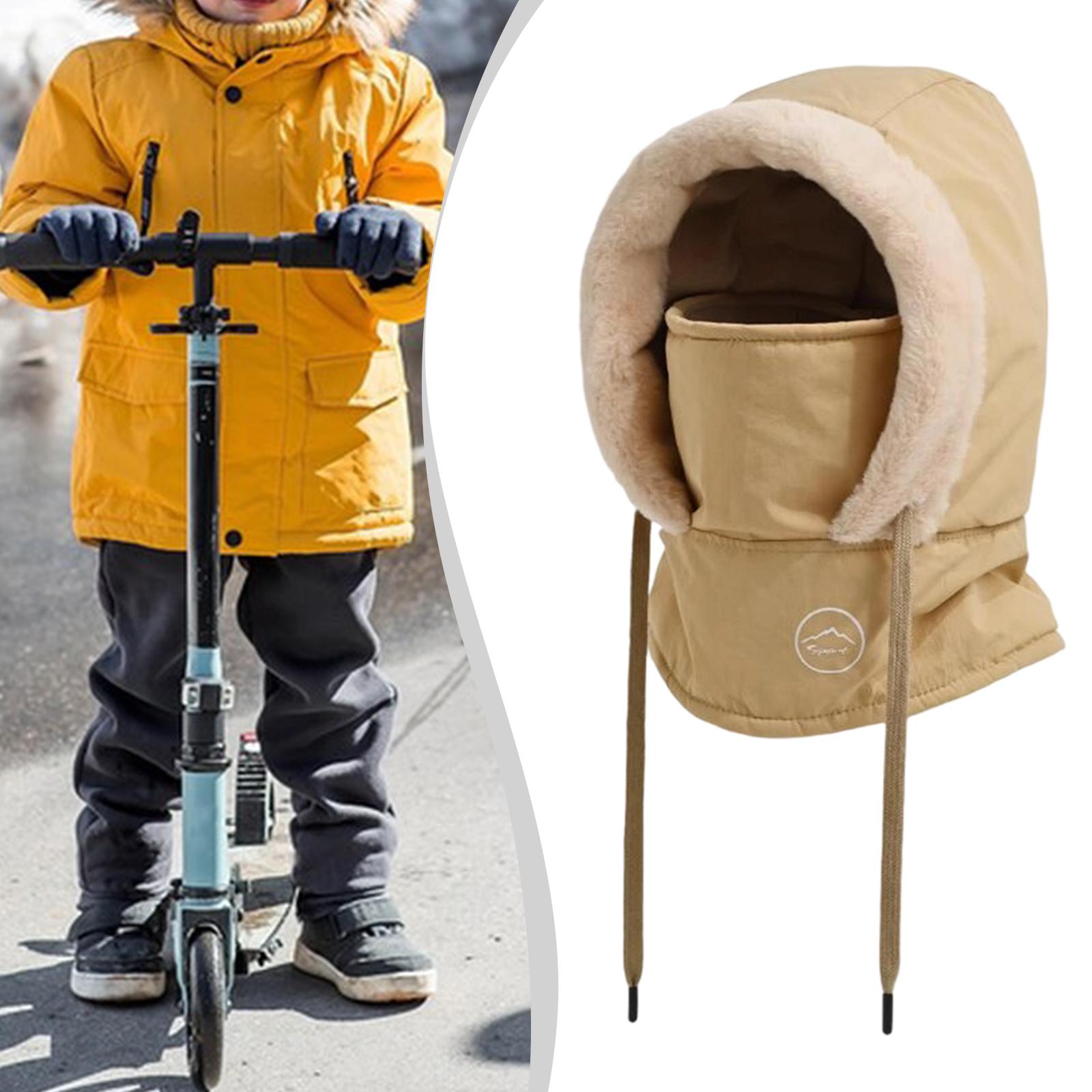 Hood Ski Mask Cycling Neck Warmer Face Cover Polyester Thick Warm for Kids Winter Outdoor Sports Activities