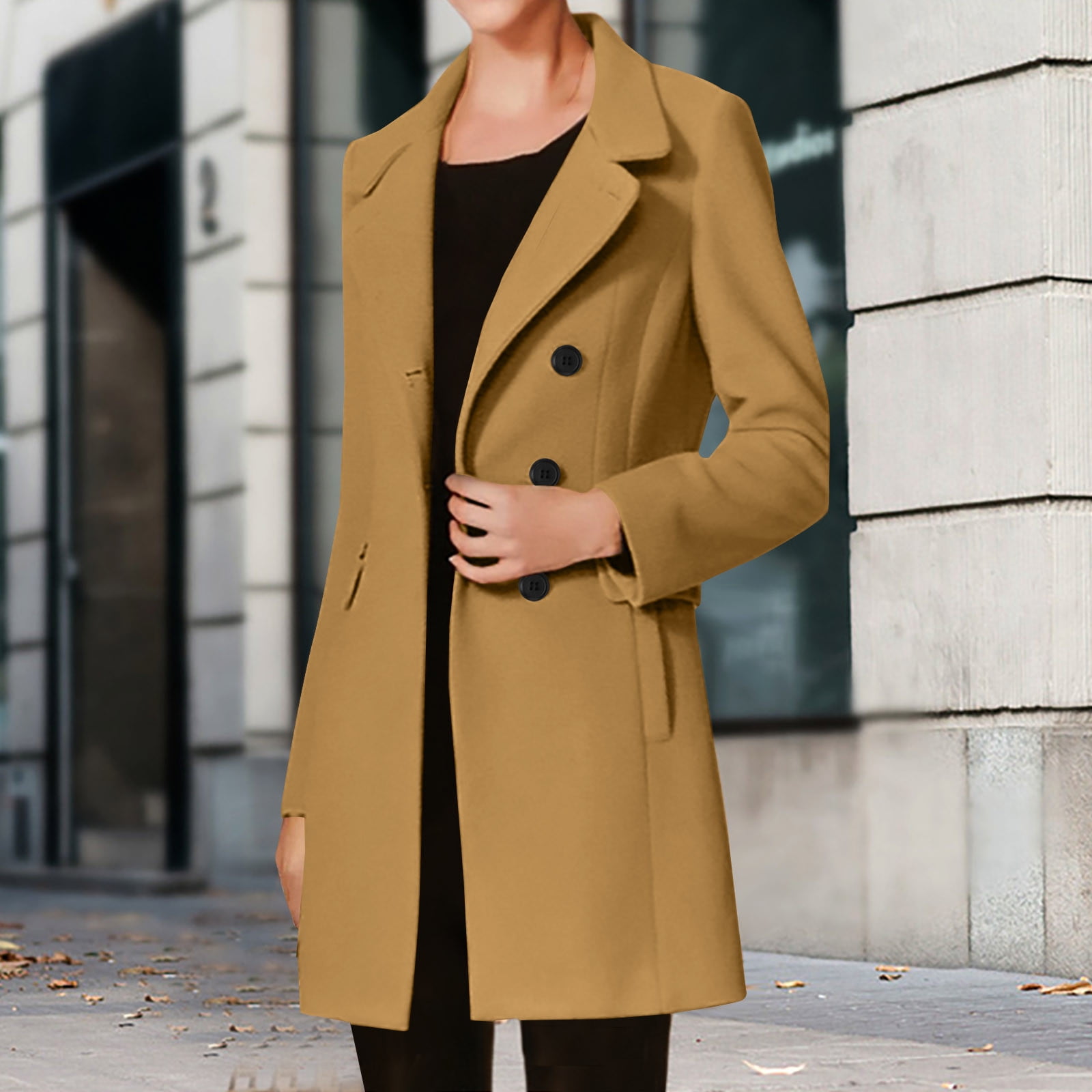 pocket design long sleeve casual coat