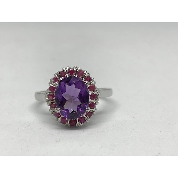Amethyst ring,ruby ring,multi ring,cluster ring,gifts for her