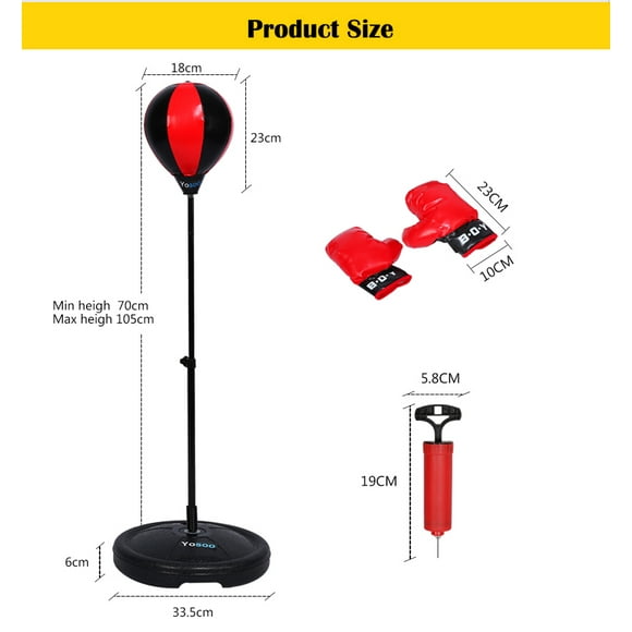 Sonew Adjustable Height Kids Punching Ball Bag Speed Boxing Sports Set Fighting Game With Gloves , Kids Boxing Set, Boxing Speed Balls