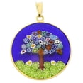 thumbnail image 2 of GlassOfVenice Murano Glass Millefiori Pendant "Tree of Life" in Gold-Plated Frame 1", 2 of 5