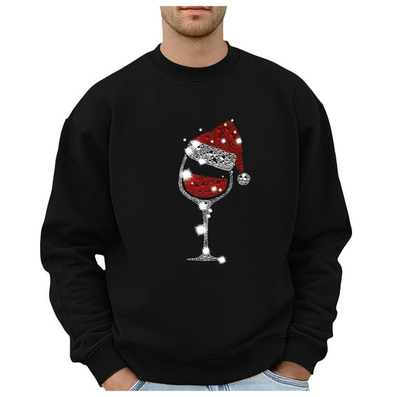 LIUJUNSHOP Oversized Men's Crewneck Sweatshirt Men's Christmas Glass Themed Casual Style Hoodless
