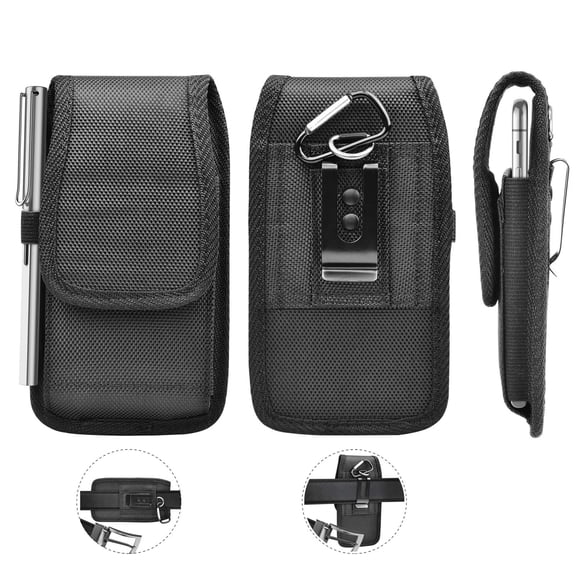for Apple iPhone XR / XS Max / XS / X / 8 / 7 / 6 / 6S / 8  / 7  / 6  / 6S Plus Rugged Pouch Case, Njjex Universal Nylon Flap Phone Holster Pouch Metal Belt Clip Case   Carabiner Hook