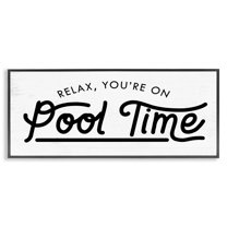Stupell Industries Pool Time Summer Phrase Typography Painting Black Framed Art Print Wall Art, 30 x 13
