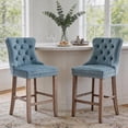 thumbnail image 4 of DONICK Velvet Counter Height Bar Stools Set of 4,Button Tufted Back Bar Chair Nailhead Back Pull Tab Wooden Leg(Light Blue), 4 of 8