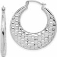 thumbnail image 1 of 10K White Gold Polished Textured Hoop Earrings (28.66 X 27.23) Made In Indonesia 10tc408, 1 of 5