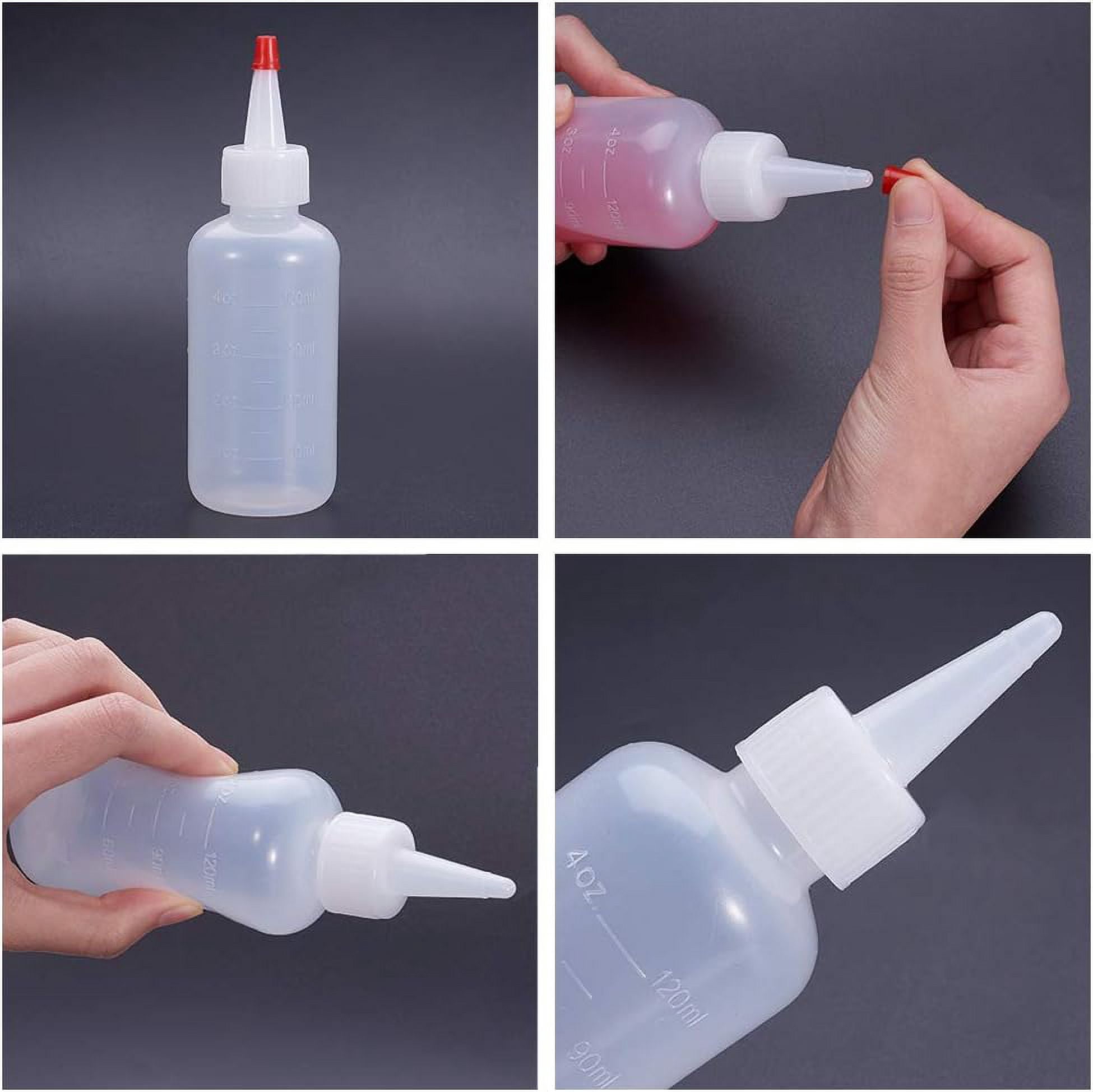 16 Packs 4oz Plastic Squeeze Bottle Red Tip Cap Bottle with Measurement and Extra 16 Chalk Labels 6 Funnels 6 Droppers 6 Red Tip 2 Red Caps 1 Brush