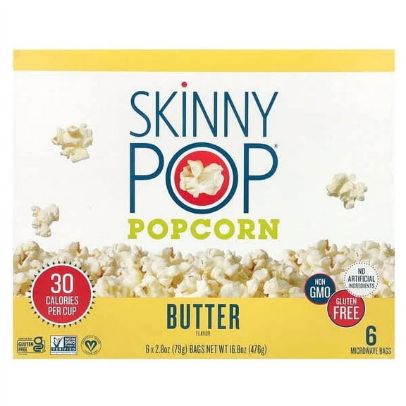 SkinnyPop, Popcorn, Butter, 6 Bags, 2.8 oz