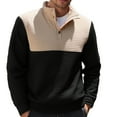 thumbnail image 2 of Mens Button Mock Neck Sweatshirts Long Sleeve Shirts Casual Color Block Checkered Pullover Breathable Basic Athletic Workout Sweatshirt Tops, 2 of 8