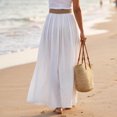 thumbnail image 6 of Vynhevius Womens Solid Belted Skirt Elastic Waist Flowy Casual Maxi, 6 of 6