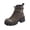 02#Gray, variant on Women's Fashion Motorcycle Short Boots Square Toe Lace Up Rivet Ornament Double Buckle Strap Chunky Lug Sole High Block Heel Casual Ankle Booties
