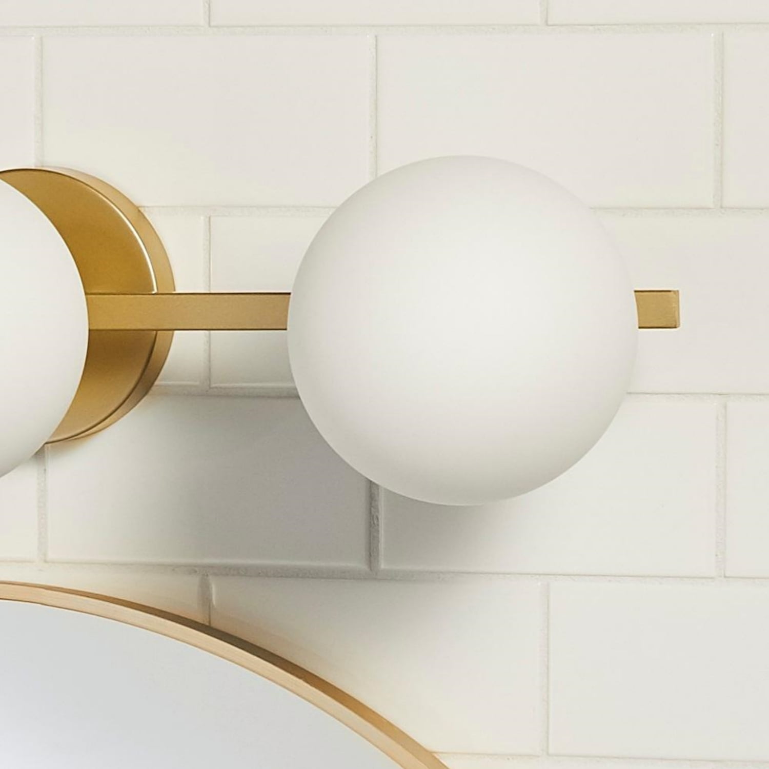 Better Homes & Gardens Modern Vanity Light, Brass Finish, Frosted Glass Shades, T6 LED Bulbs