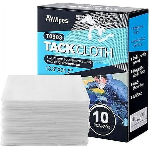 AAwipes Tack Cloths 10-Pack – 100% Cotton Dusting Cloths for Sandpaper Dust Removal in Woodworking, Painting, Automotive & Metal Cleaning (TC10W)