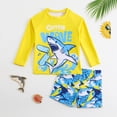 thumbnail image 2 of MuXiKeJi Clothes Kids Bathing Suit Stretchy Swimwear Boys Swim Shirt and Shorts Set Vacation Toddler Bathing Suit, 2 of 9